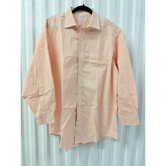 Brooks Brothers Other - Brooks Brothers Madison Orange Check Non-Iron Dress Shirt Mens 17-33 Supima 0153